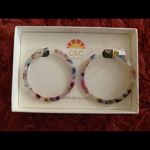 Jewelry - Sterling Silver Multicolor Hoop Earrings